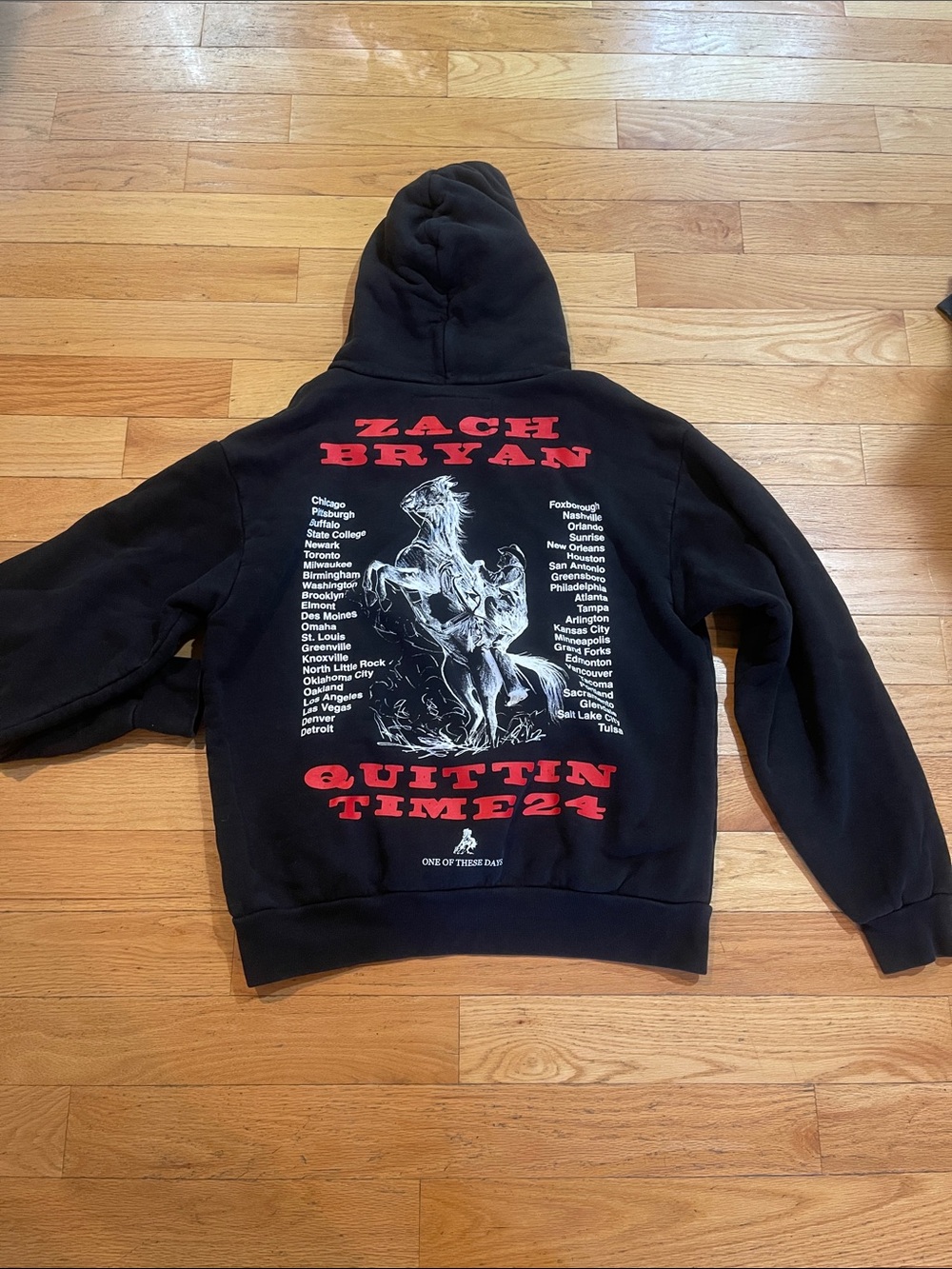 Zach Bryan Black 'Quittin Time 24' Graphic Hoodie size M unisex